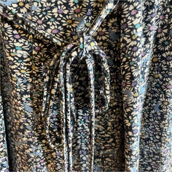 Topshop Floral Vee Neck Mini Dress Size Medium Blue with Tie at Back - Picture 4 of 6